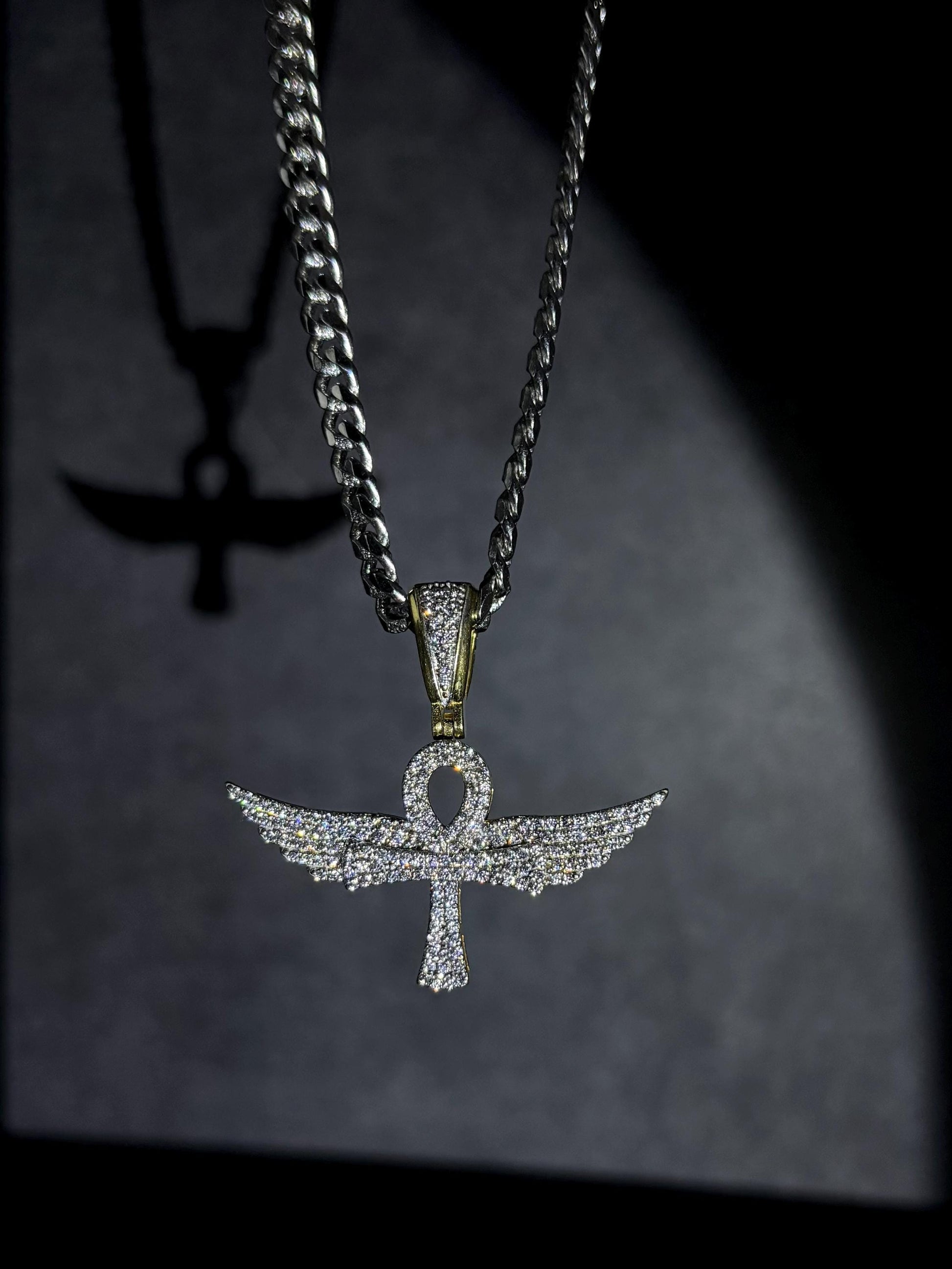 Iced Cross Wing pendant I Iced moissanite pendant I Hip Hop pendant jewelry I Silver 925 I Moissanite I 18 karat Pure Gold Plated I