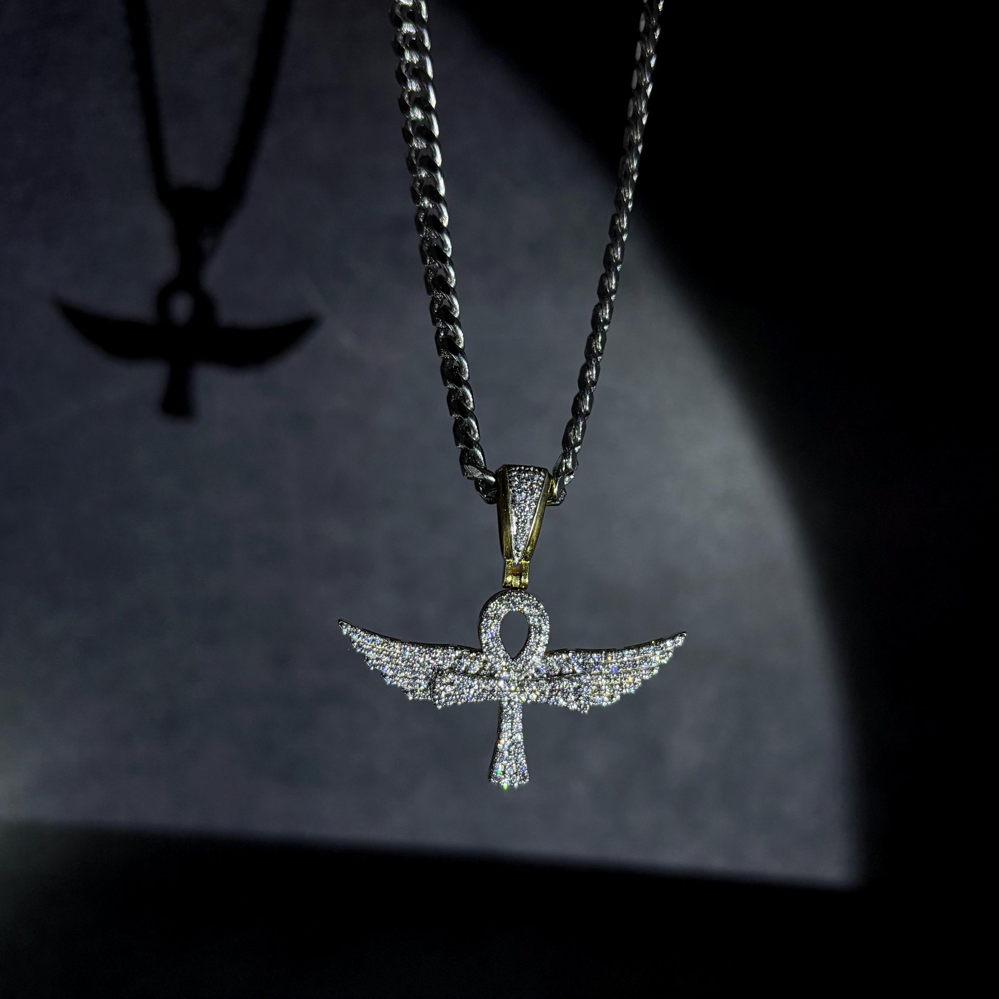 Iced Cross Wing pendant I Iced moissanite pendant I Hip Hop pendant jewelry I Silver 925 I Moissanite I 18 karat Pure Gold Plated I