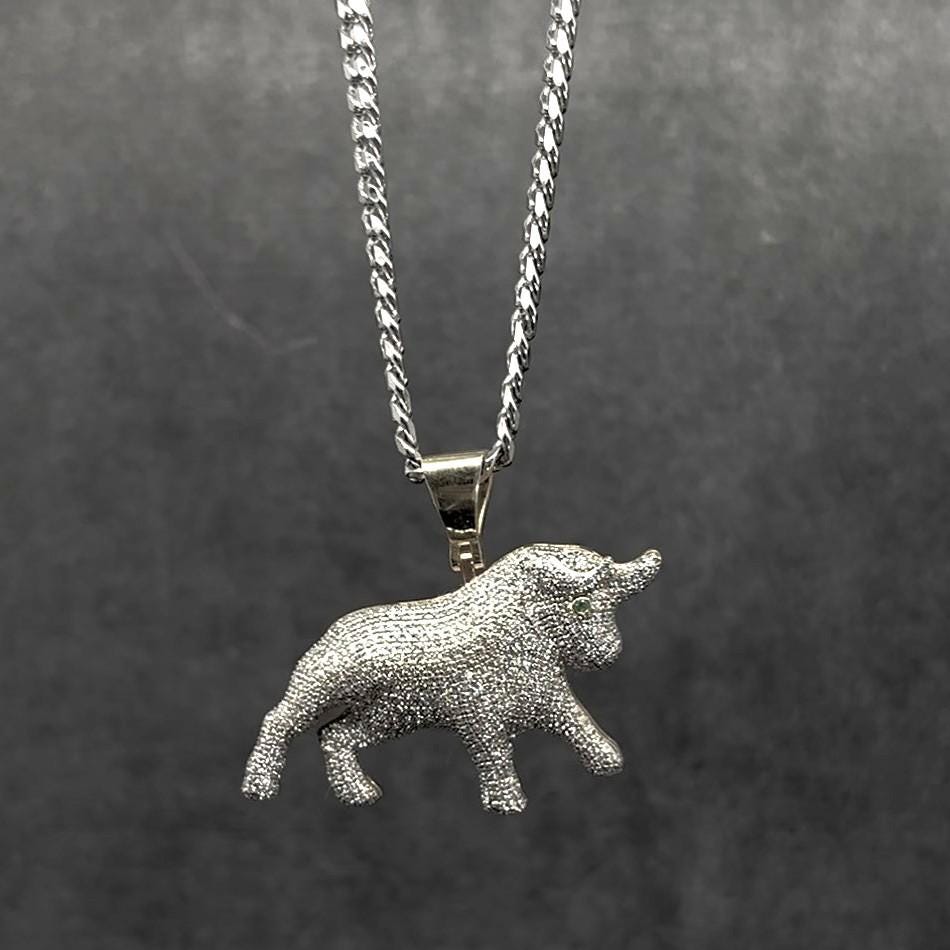 Iced Bull Pendant I Iced Moissanite Pendant I Hip Hop pendant jewelry I Silver 925 I Moissanite I 18 karat Pure Gold Plated I