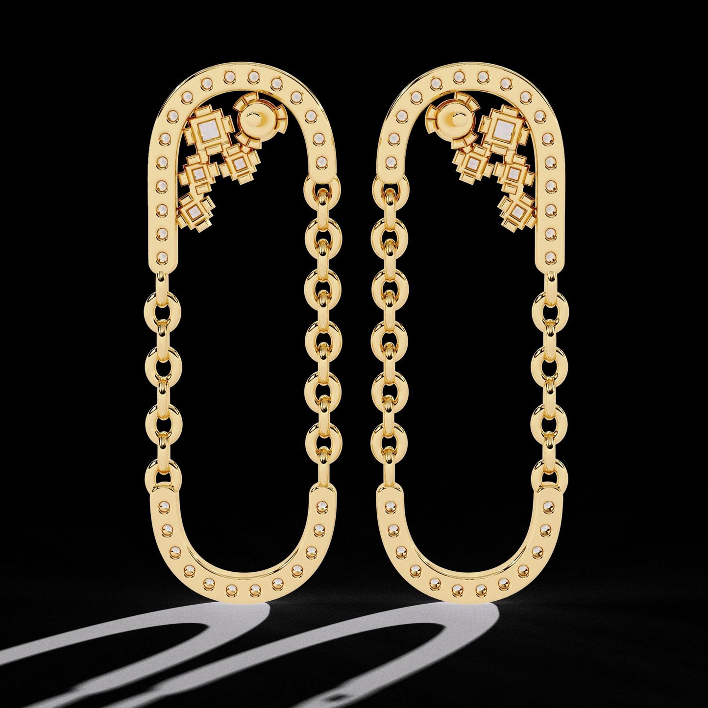Fine jewelry Earrings. Gold earring. Abstract Style earrings.