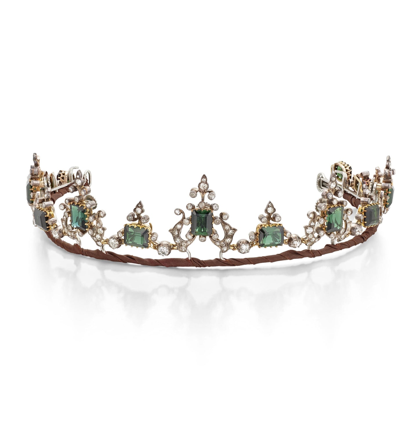 35ct Emerald 10ct Diamond 925 Sterling Silver Tiara