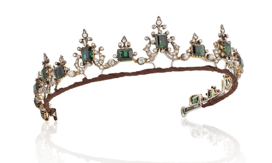 35ct Emerald 10ct Diamond 925 Sterling Silver Tiara
