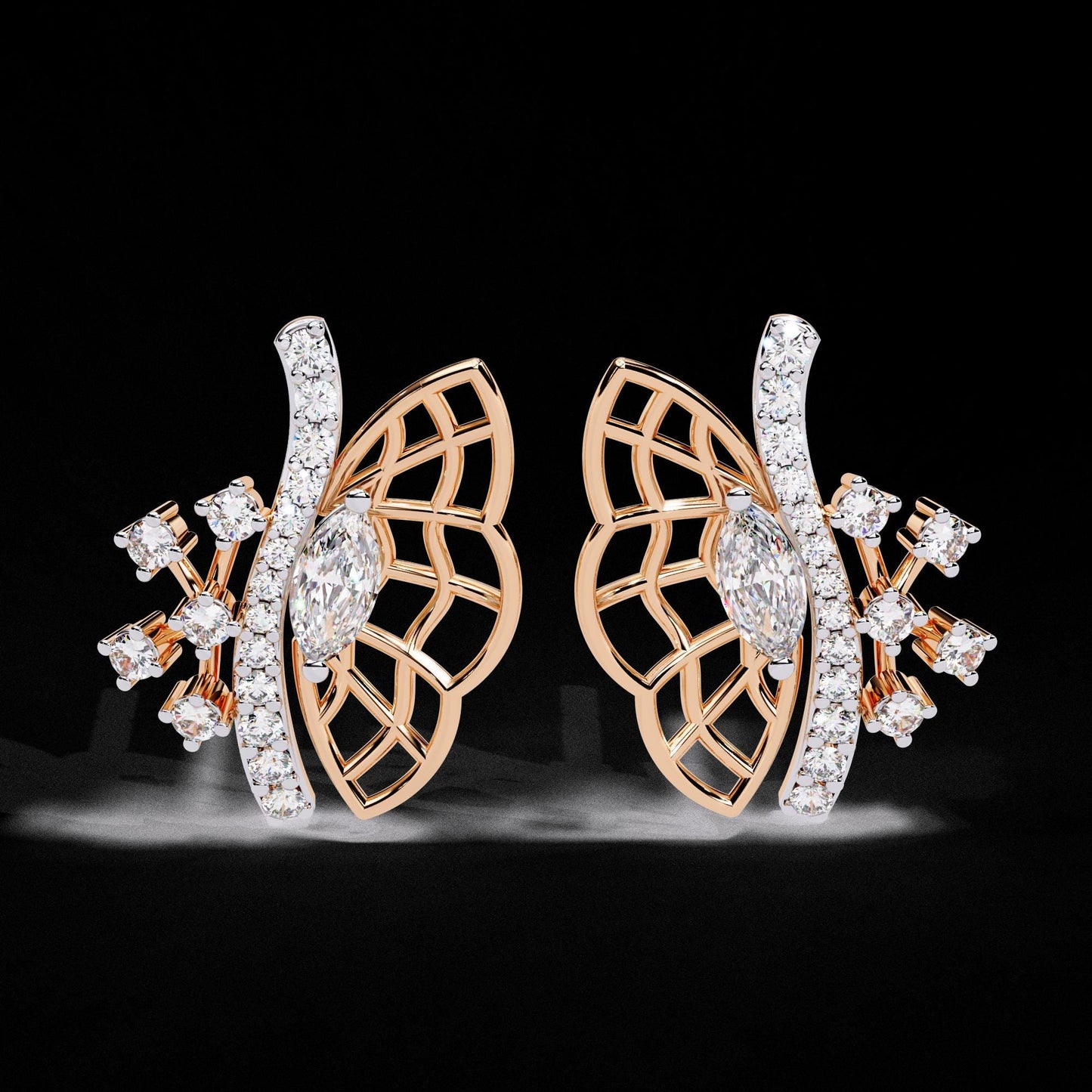 Fine jewelry Earrings. Gold earring. Abstract Style earrings.