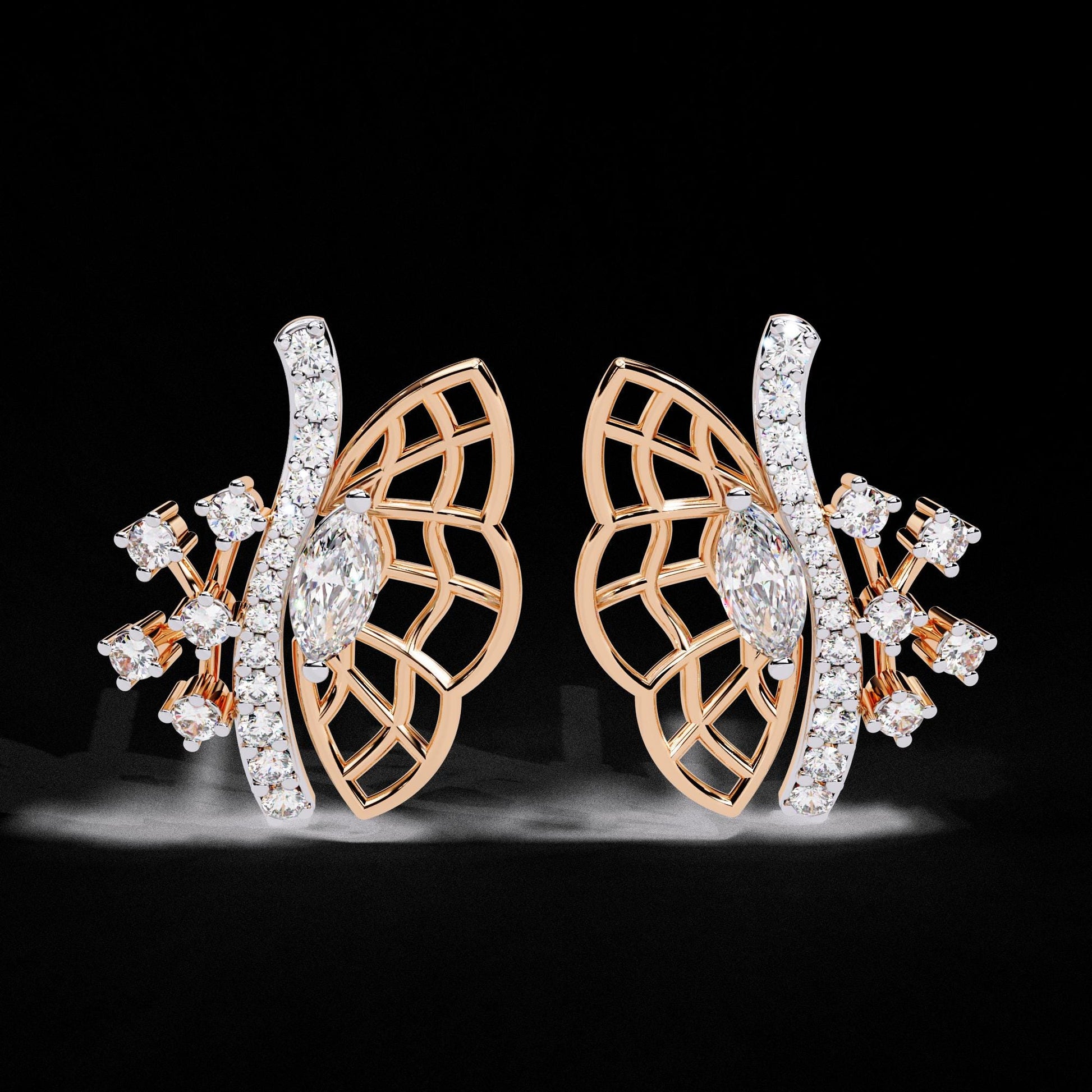 Fine jewelry Earrings. Gold earring. Abstract Style earrings.