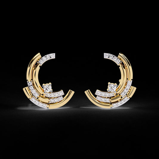 Fine jewelry Earrings. Gold earring. Abstract Style earrings.