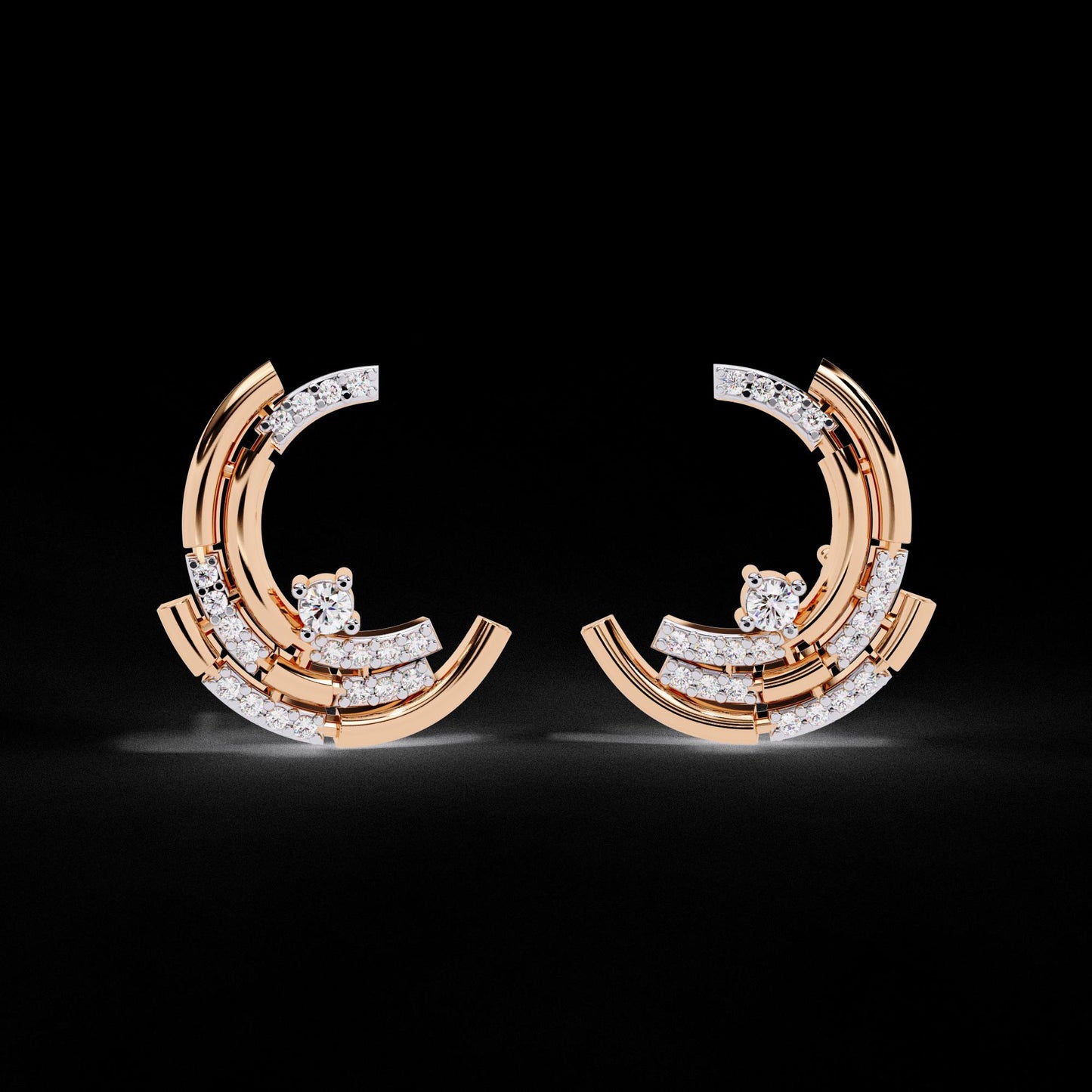 Fine jewelry Earrings. Gold earring. Abstract Style earrings.