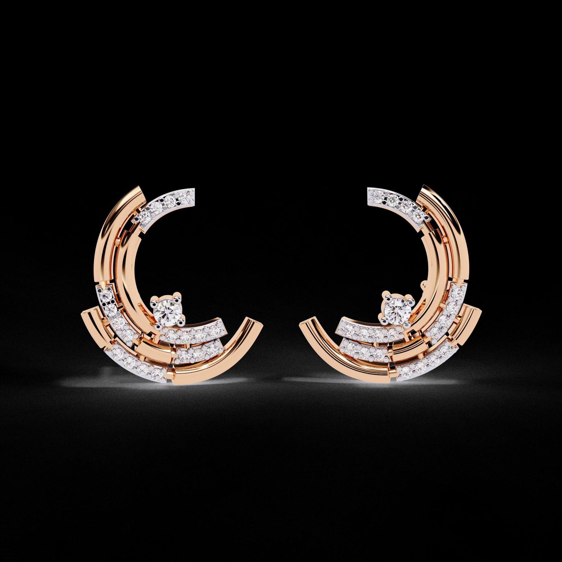 Fine jewelry Earrings. Gold earring. Abstract Style earrings.