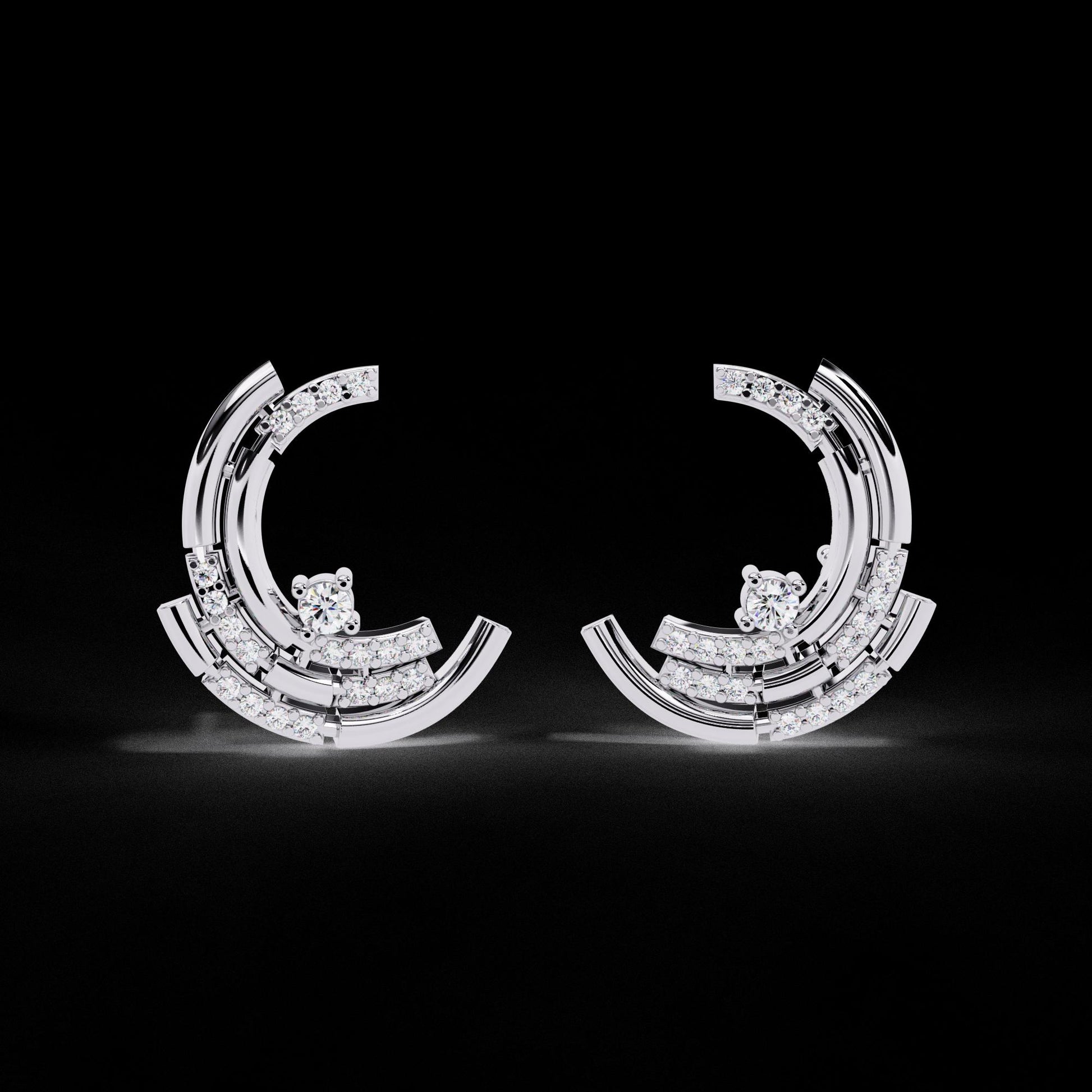 Fine jewelry Earrings. Gold earring. Abstract Style earrings.