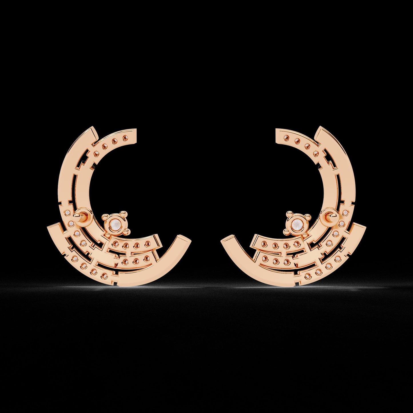 Fine jewelry Earrings. Gold earring. Abstract Style earrings.