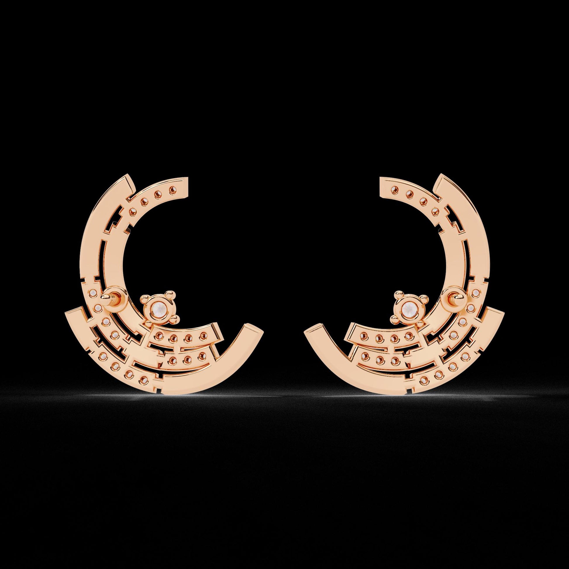 Fine jewelry Earrings. Gold earring. Abstract Style earrings.