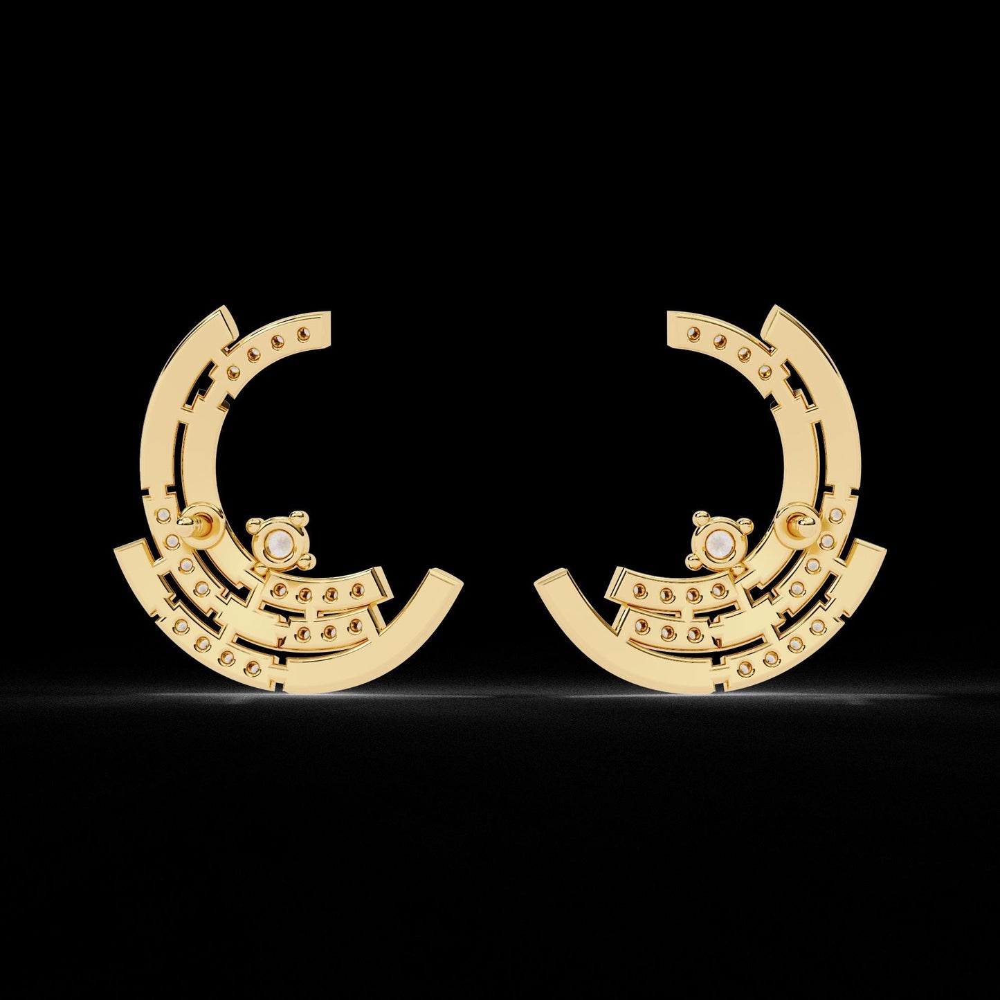 Fine jewelry Earrings. Gold earring. Abstract Style earrings.