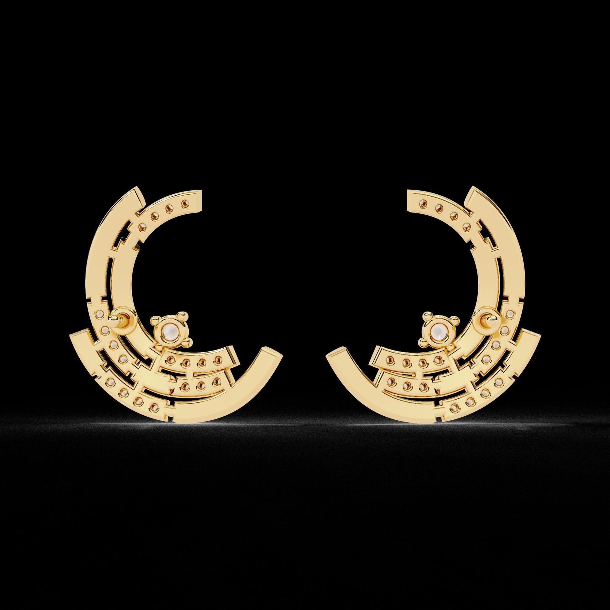 Fine jewelry Earrings. Gold earring. Abstract Style earrings.