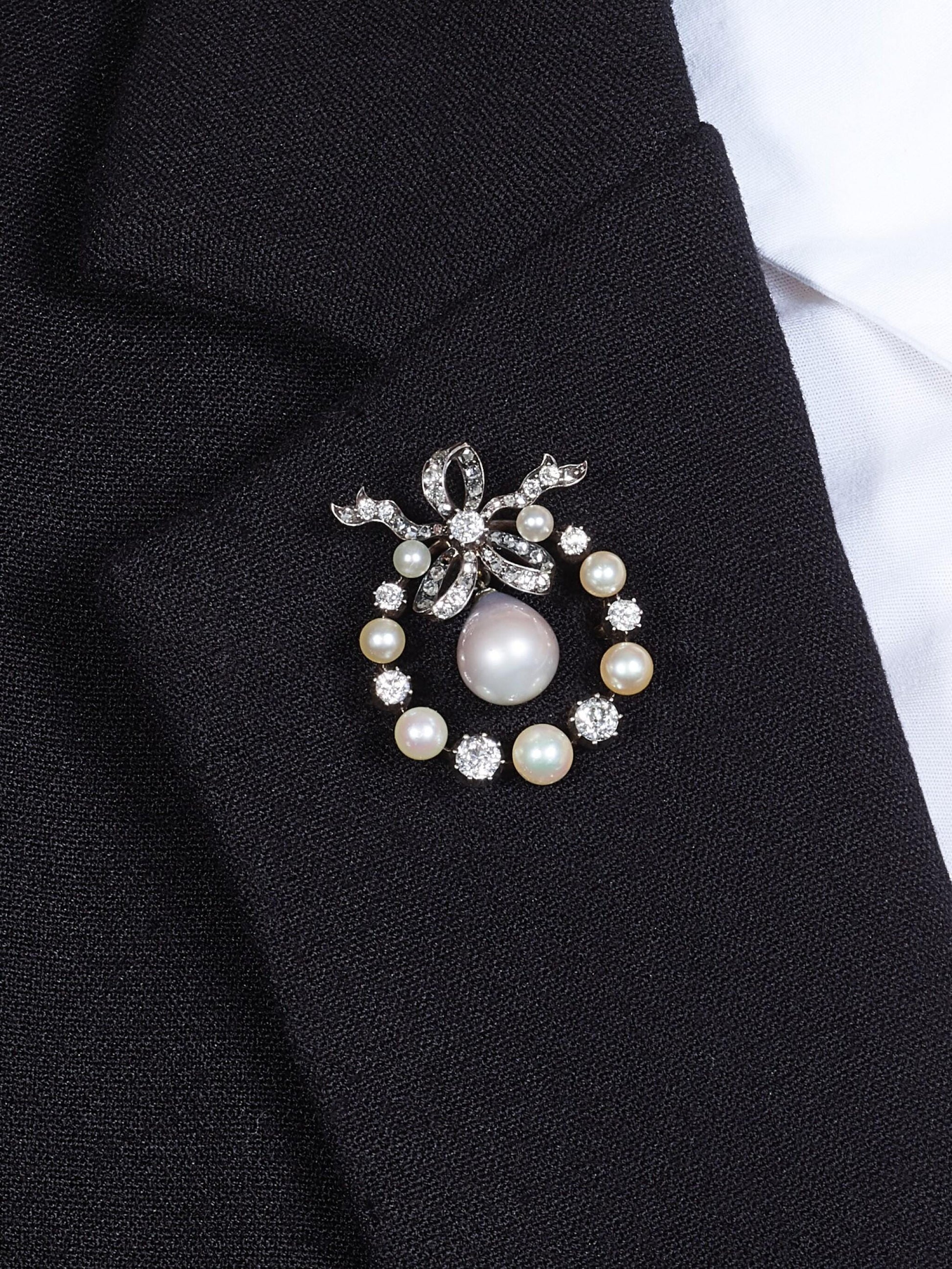 4ct Diamond 15ct Pearl 925 Sterling Silver Brooch