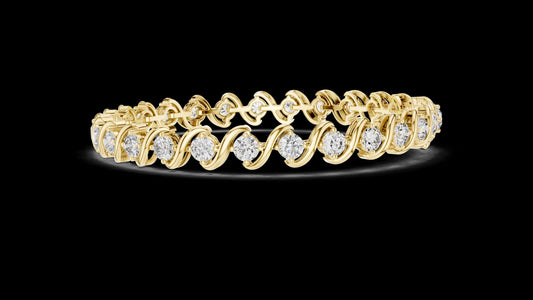Unique Designer Tennis bracelet. Women's bracelet. High End Jewelry. Gold. Diamond. FBR0137.