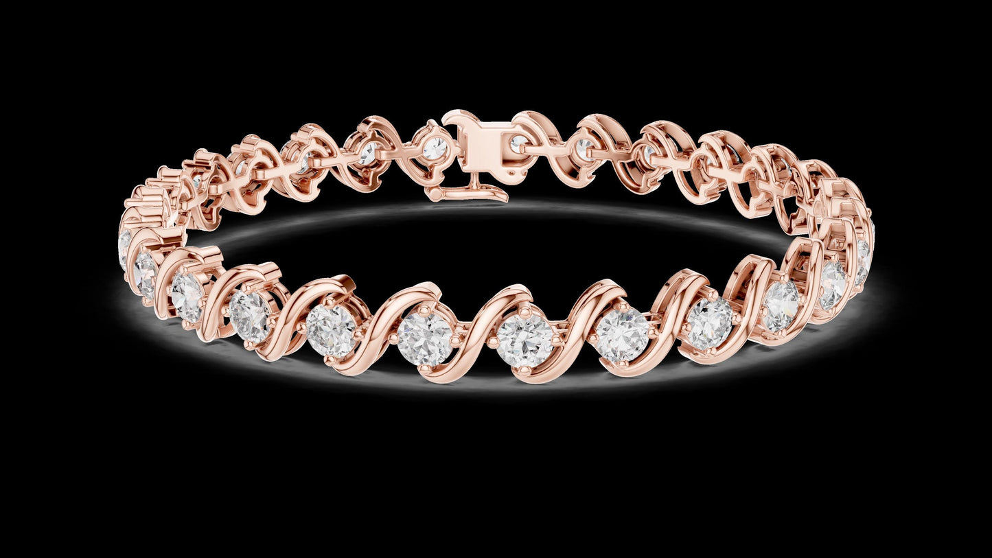 Unique Designer Tennis bracelet. Women's bracelet. High End Jewelry. Gold. Diamond. FBR0137.