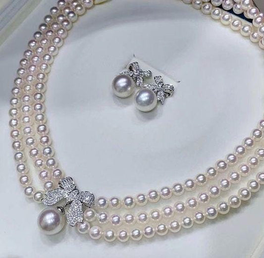 Necklace - Royal Necklace Beaded with Pearl Diamond 925 Sterling Silver