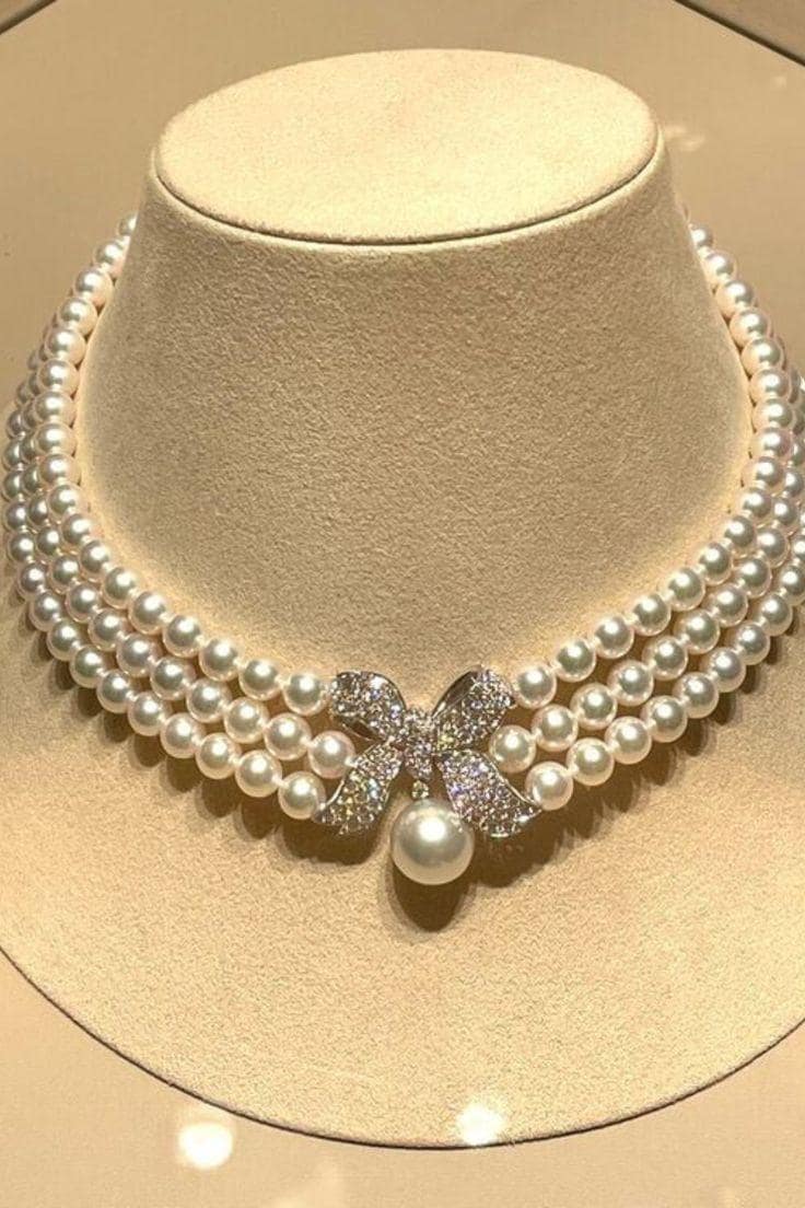 Necklace - Royal Necklace Beaded with Pearl Diamond 925 Sterling Silver