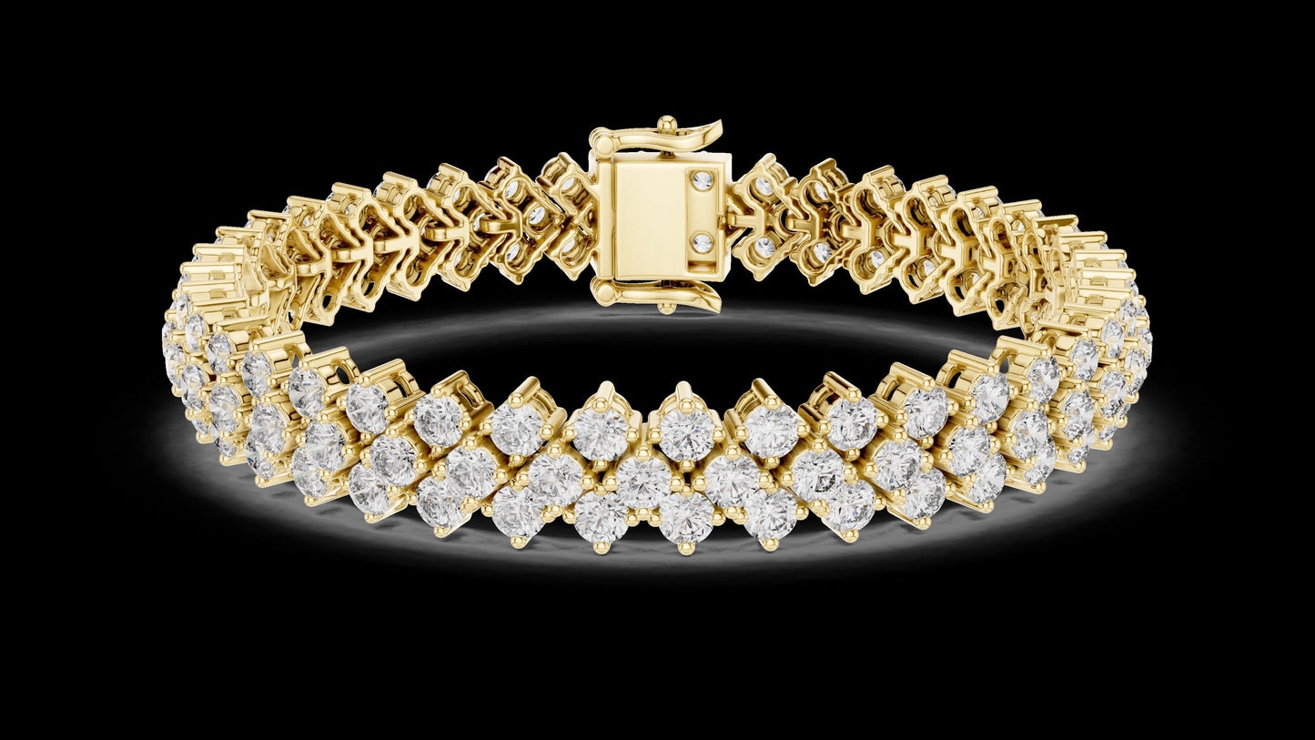 Unique Designer Tennis bracelet. Women's bracelet. High End Jewelry. Gold. Diamond. FBR0138.