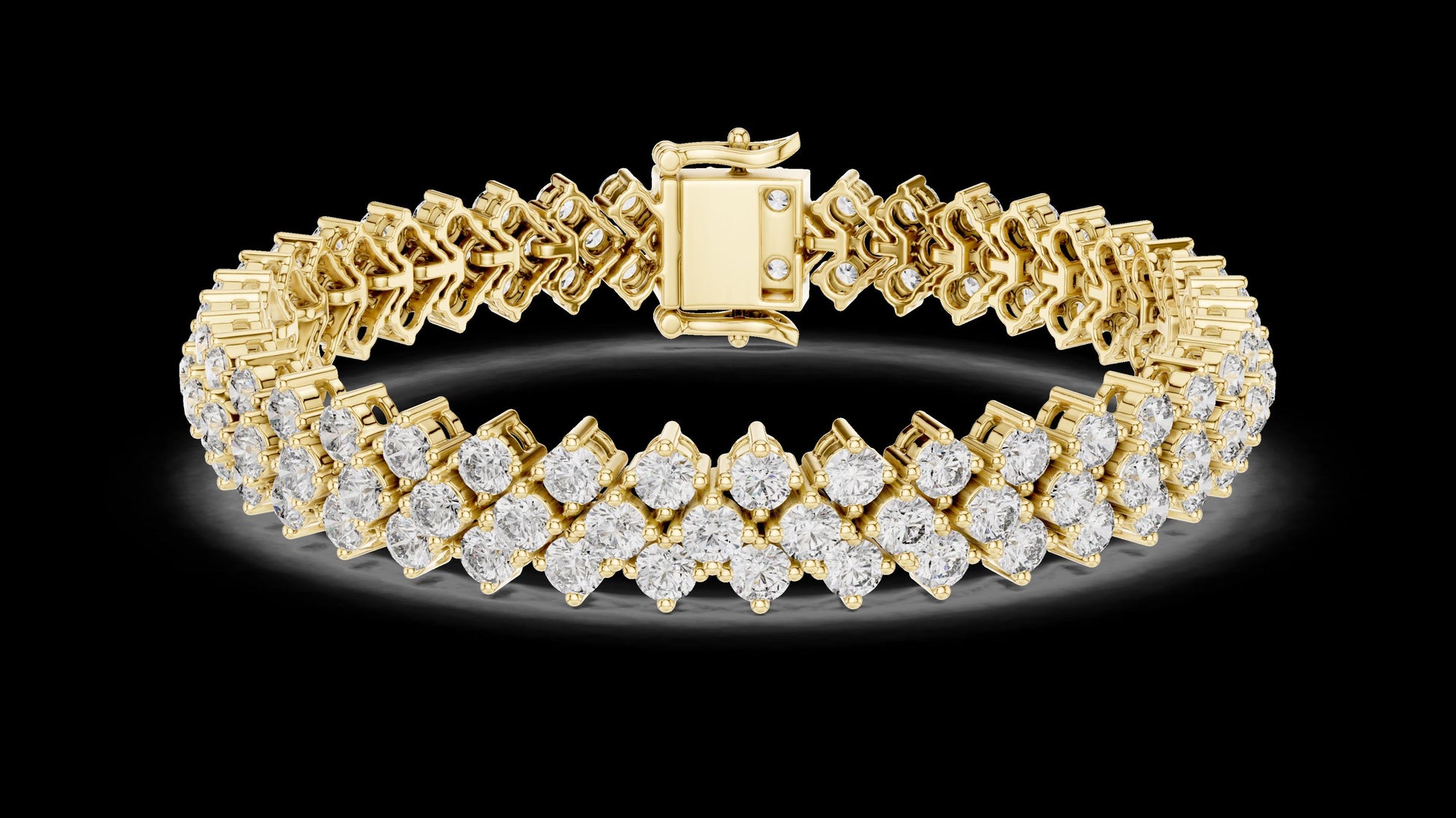 Unique Designer Tennis bracelet. Women's bracelet. High End Jewelry. Gold. Diamond. FBR0138.