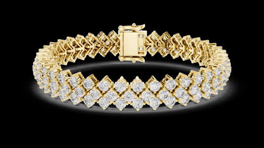 Unique Designer Tennis bracelet. Women's bracelet. High End Jewelry. Gold. Diamond. FBR0138.