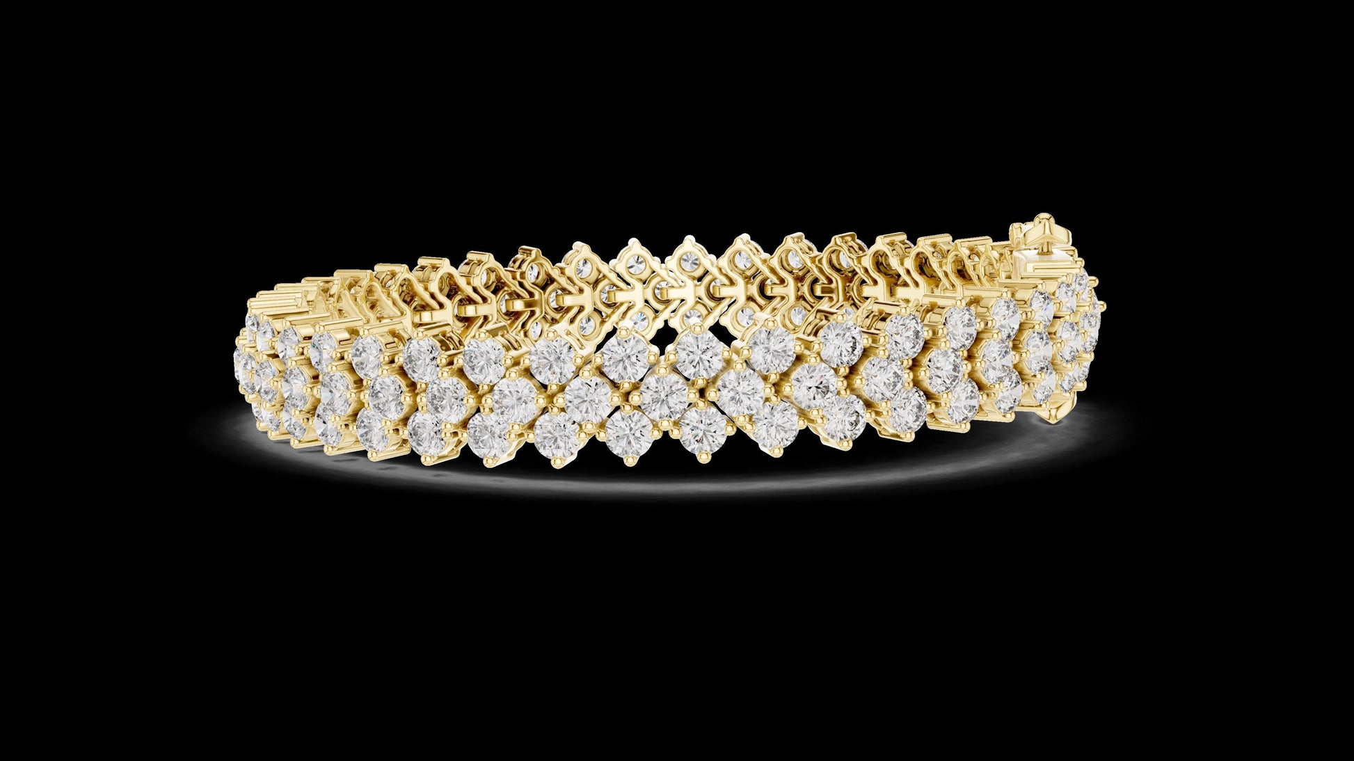 Unique Designer Tennis bracelet. Women's bracelet. High End Jewelry. Gold. Diamond. FBR0138.