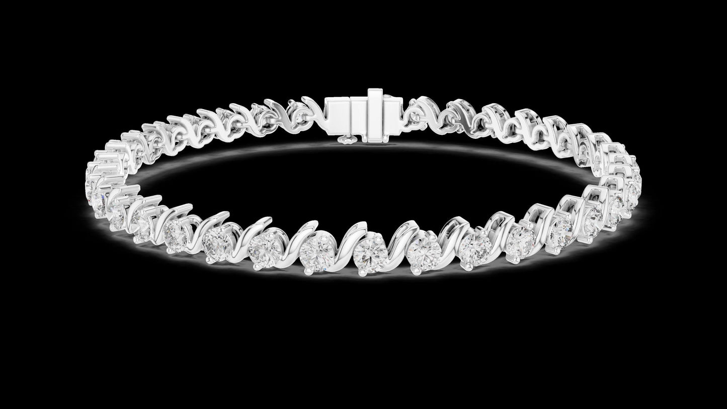 Unique Designer Tennis bracelet. Women's bracelet. High End Jewelry. Gold. Diamond. GLBR0003.