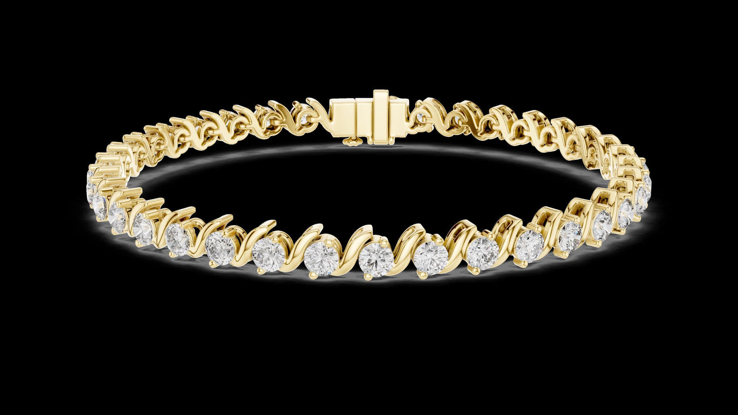 Unique Designer Tennis bracelet. Women's bracelet. High End Jewelry. Gold. Diamond. GLBR0003.