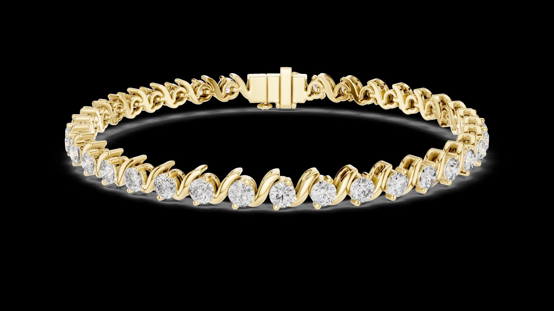 Unique Designer Tennis bracelet. Women's bracelet. High End Jewelry. Gold. Diamond. GLBR0003.