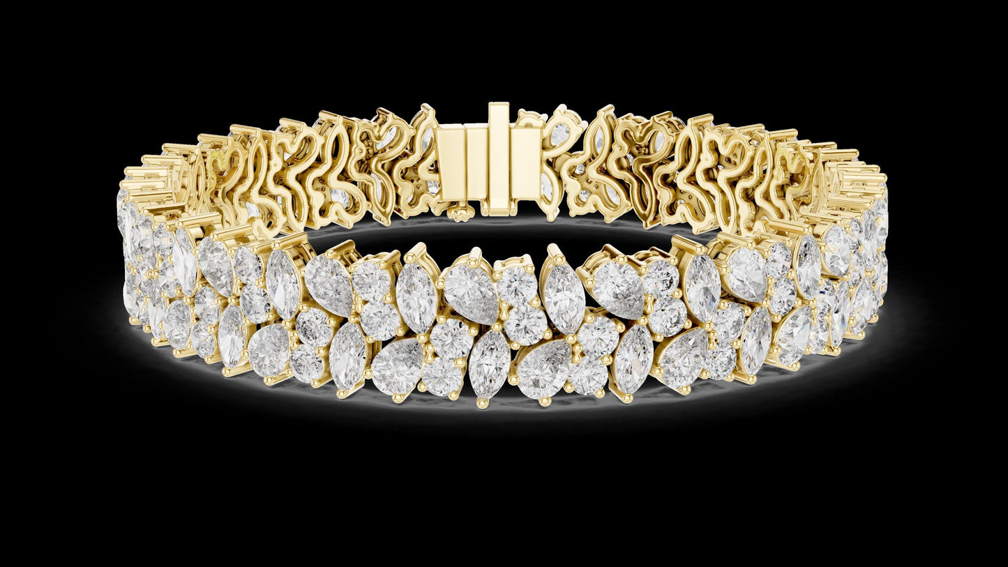 Unique Designer Tennis bracelet. Women's bracelet. High End Jewelry. Gold. Diamond. GLBR0004.