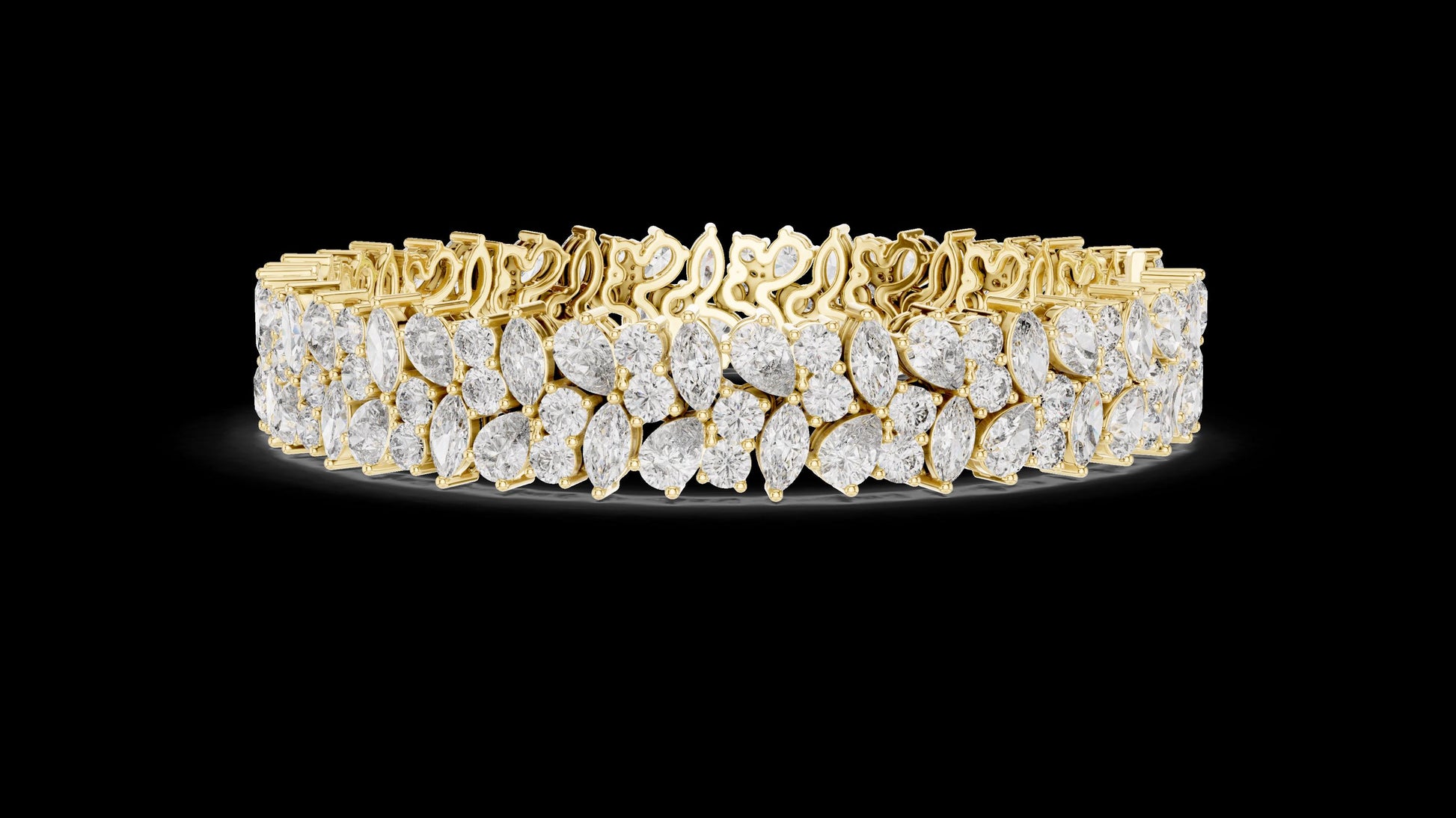 Unique Designer Tennis bracelet. Women's bracelet. High End Jewelry. Gold. Diamond. GLBR0004.