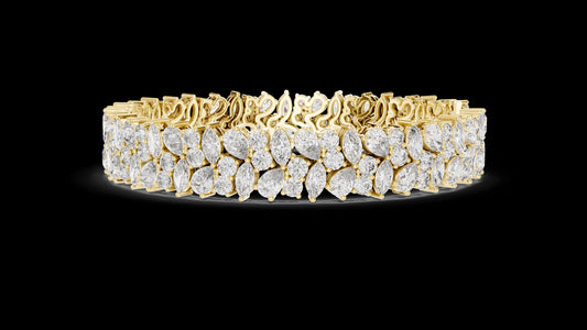 Unique Designer Tennis bracelet. Women's bracelet. High End Jewelry. Gold. Diamond. GLBR0004.