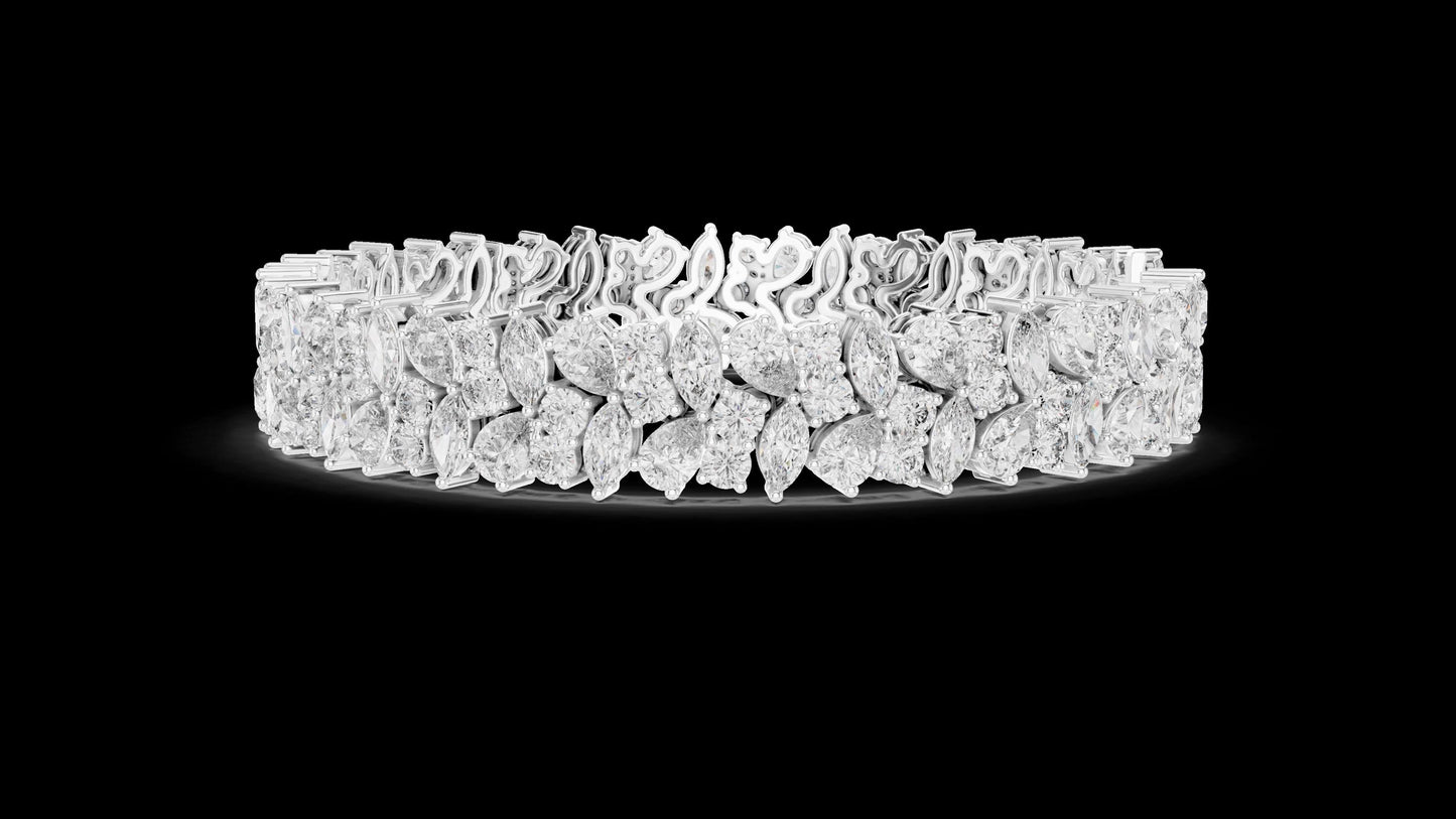 Unique Designer Tennis bracelet. Women's bracelet. High End Jewelry. Gold. Diamond. GLBR0004.