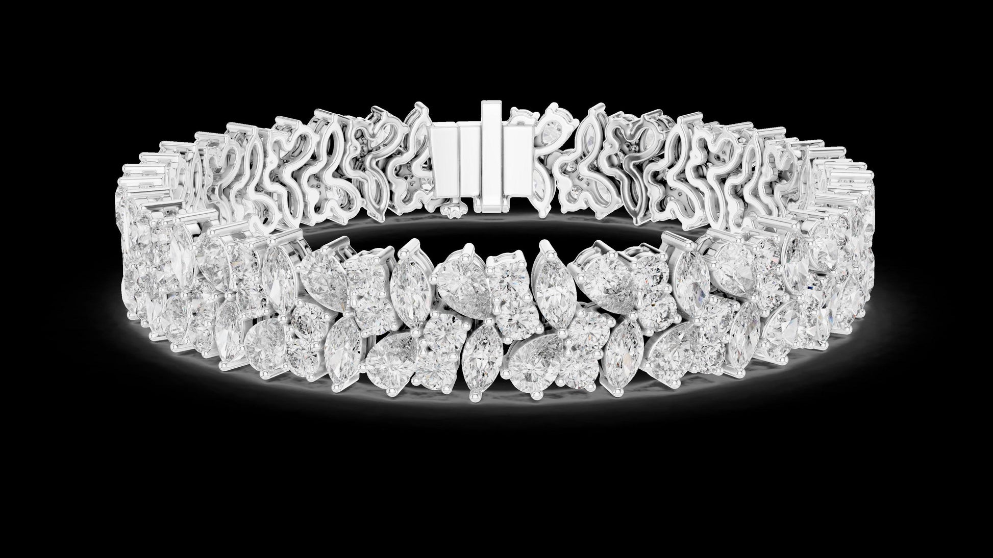 Unique Designer Tennis bracelet. Women's bracelet. High End Jewelry. Gold. Diamond. GLBR0004.