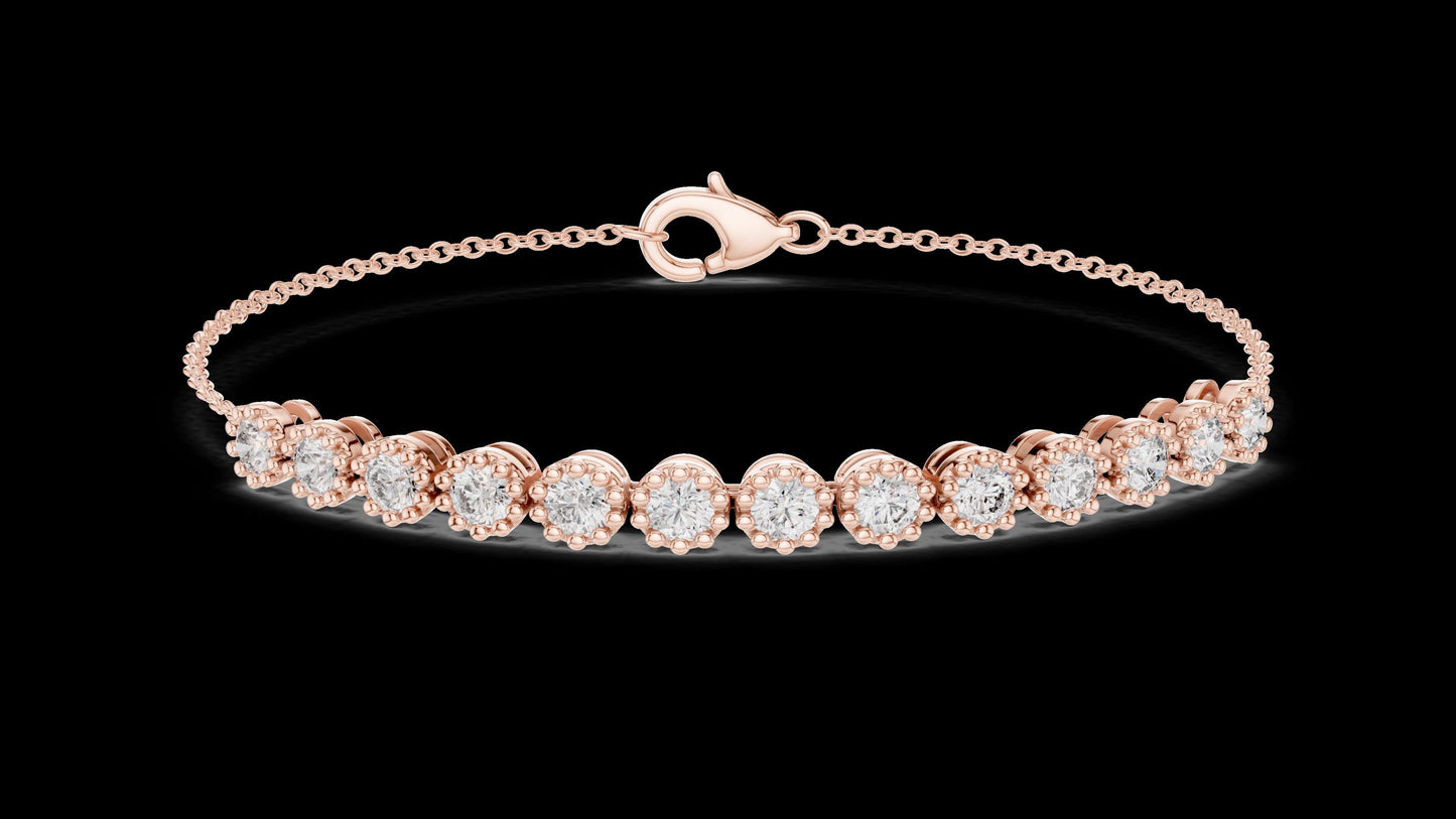 Unique Designer Tennis bracelet. Women's bracelet. High End Jewelry. Gold. Diamond. GLBR0008.