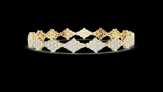 Unique Designer Tennis bracelet. Women's bracelet. High End Jewelry. Gold. Diamond. GLBR0053.