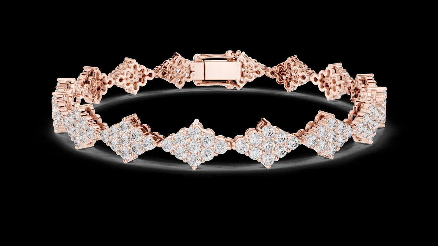 Unique Designer Tennis bracelet. Women's bracelet. High End Jewelry. Gold. Diamond. GLBR0053.