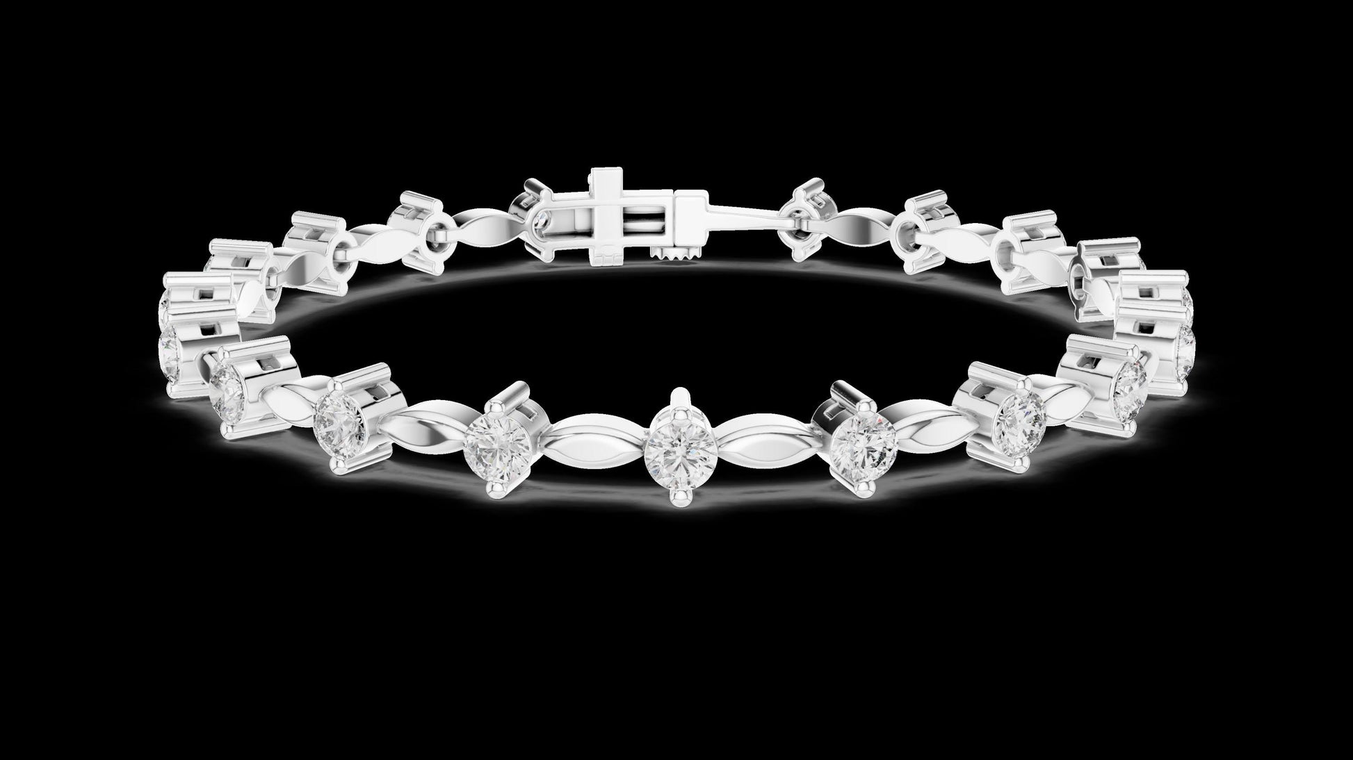 Designer Unique Diamond bracelet. 14 Karat gold. Lab grown Diamond.