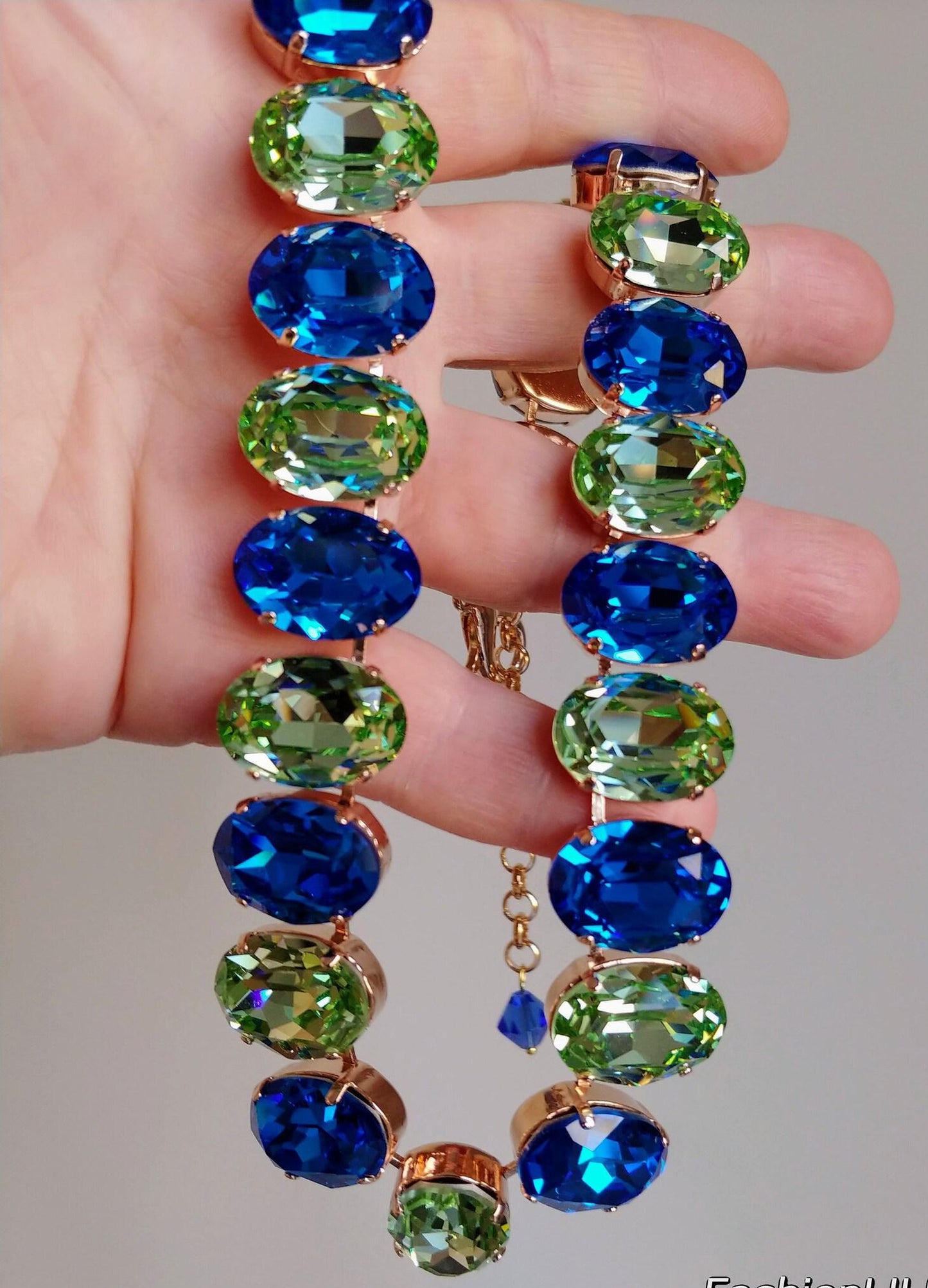 Necklace - Oval Shape 200ct Peridot And Sapphire Royal Necklace 925 Sterling Silver
