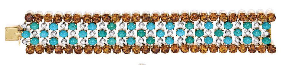 150ct Turquoise 60ct Golden Topaz 6ct Diamond Necklace with Bracelet 925 Sterling Silver