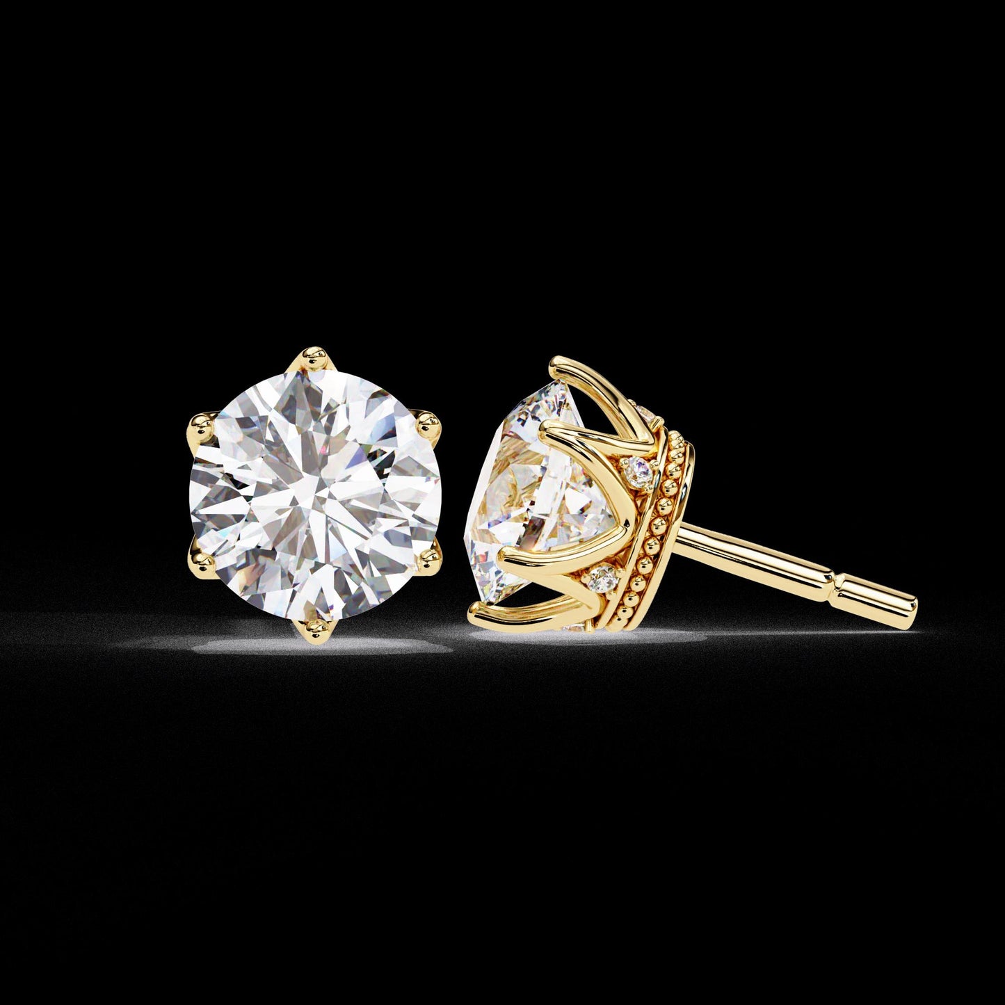 Stud Earring. Gold earring. Crown Style.