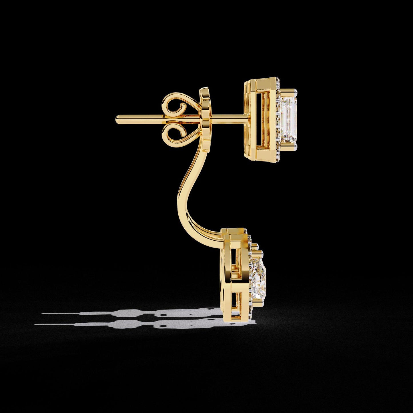 Fine jewelry Earrings. Gold earring. Abstract Style earrings.