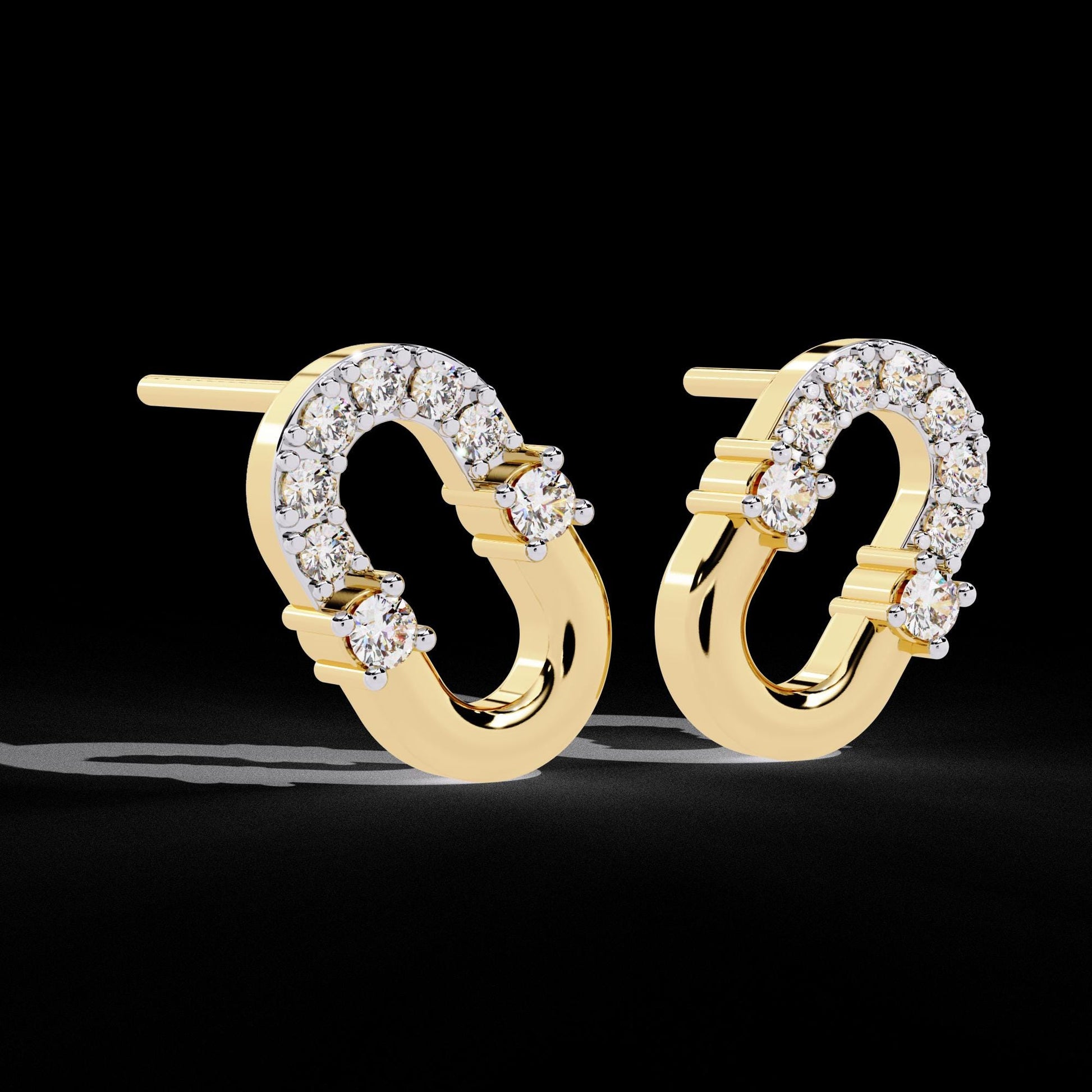 Fine jewelry Earrings. Gold earring. Abstract Style earrings.
