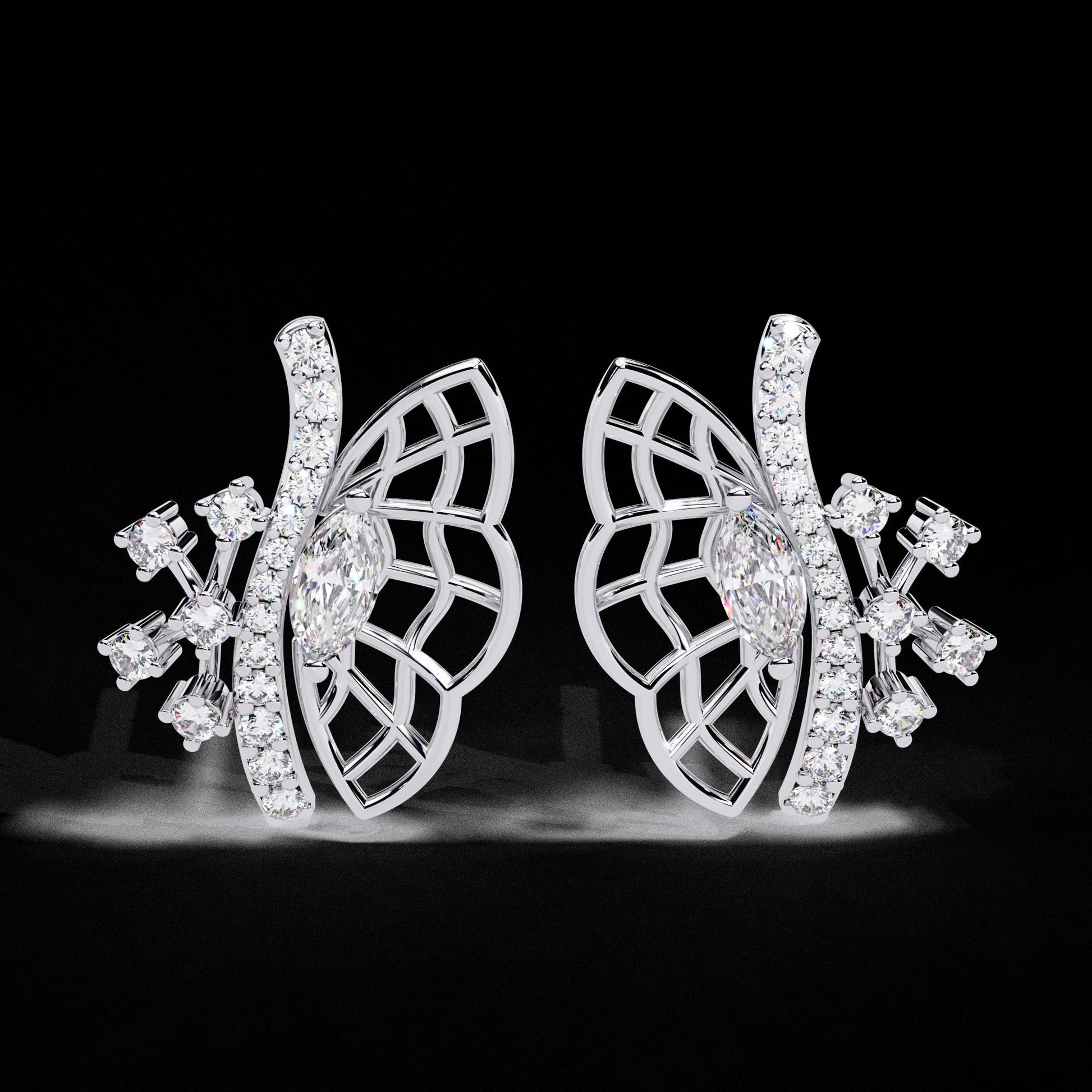 Fine jewelry Earrings. Gold earring. Abstract Style earrings.