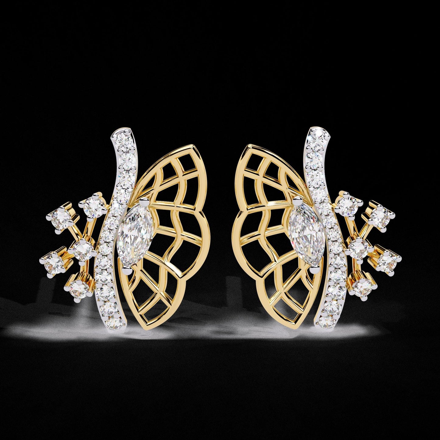 Fine jewelry Earrings. Gold earring. Abstract Style earrings.