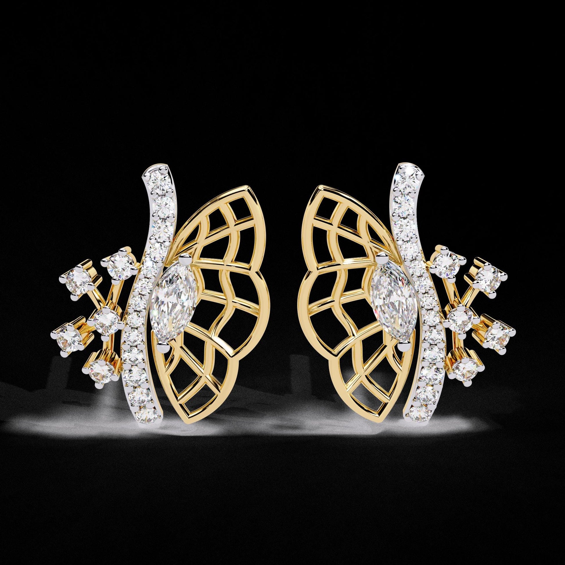 Fine jewelry Earrings. Gold earring. Abstract Style earrings.