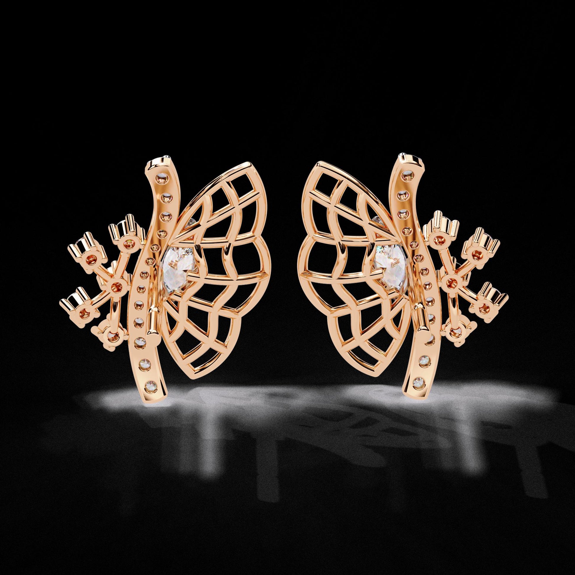 Fine jewelry Earrings. Gold earring. Abstract Style earrings.