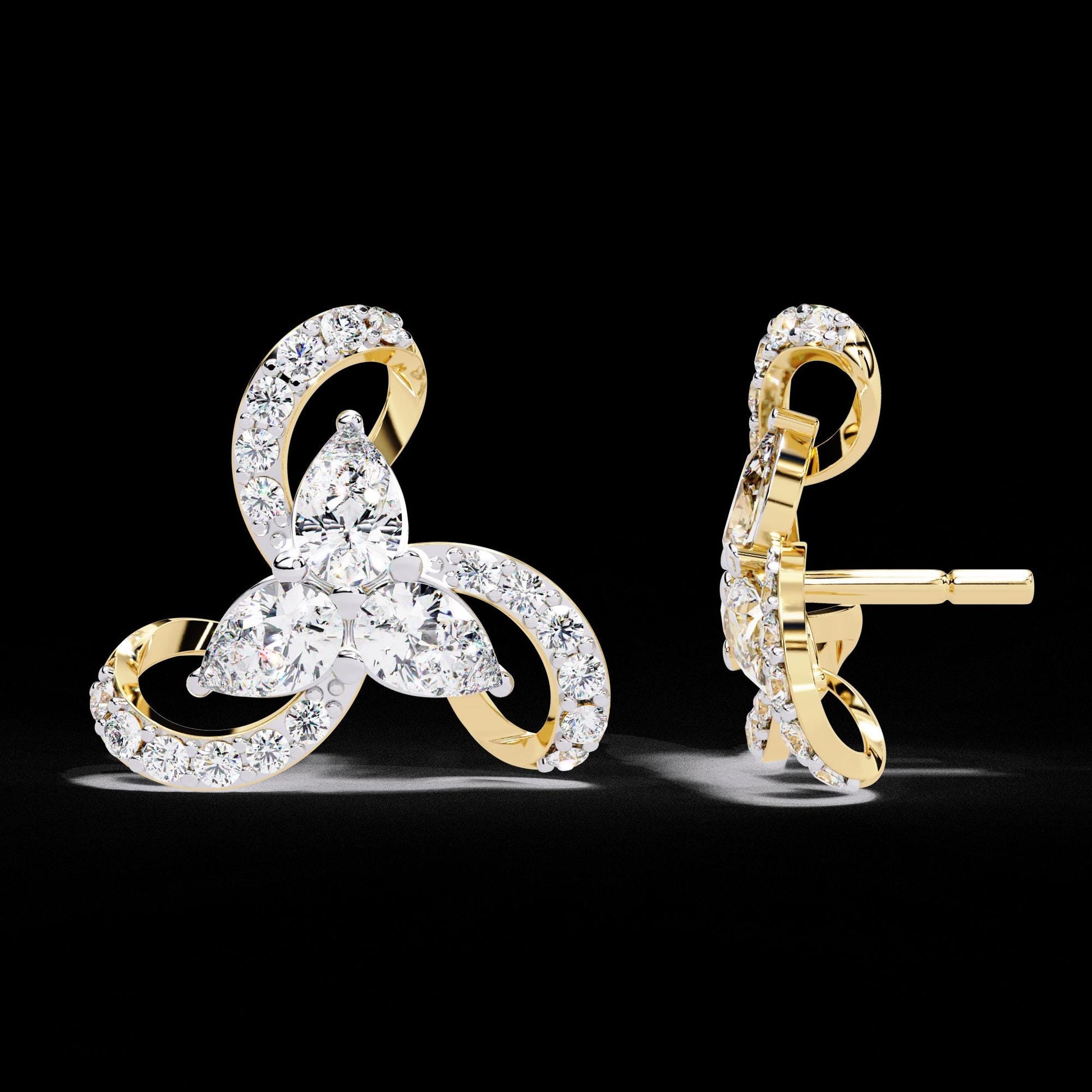 Fine jewelry Earrings. Gold earring. Abstract Style earrings.