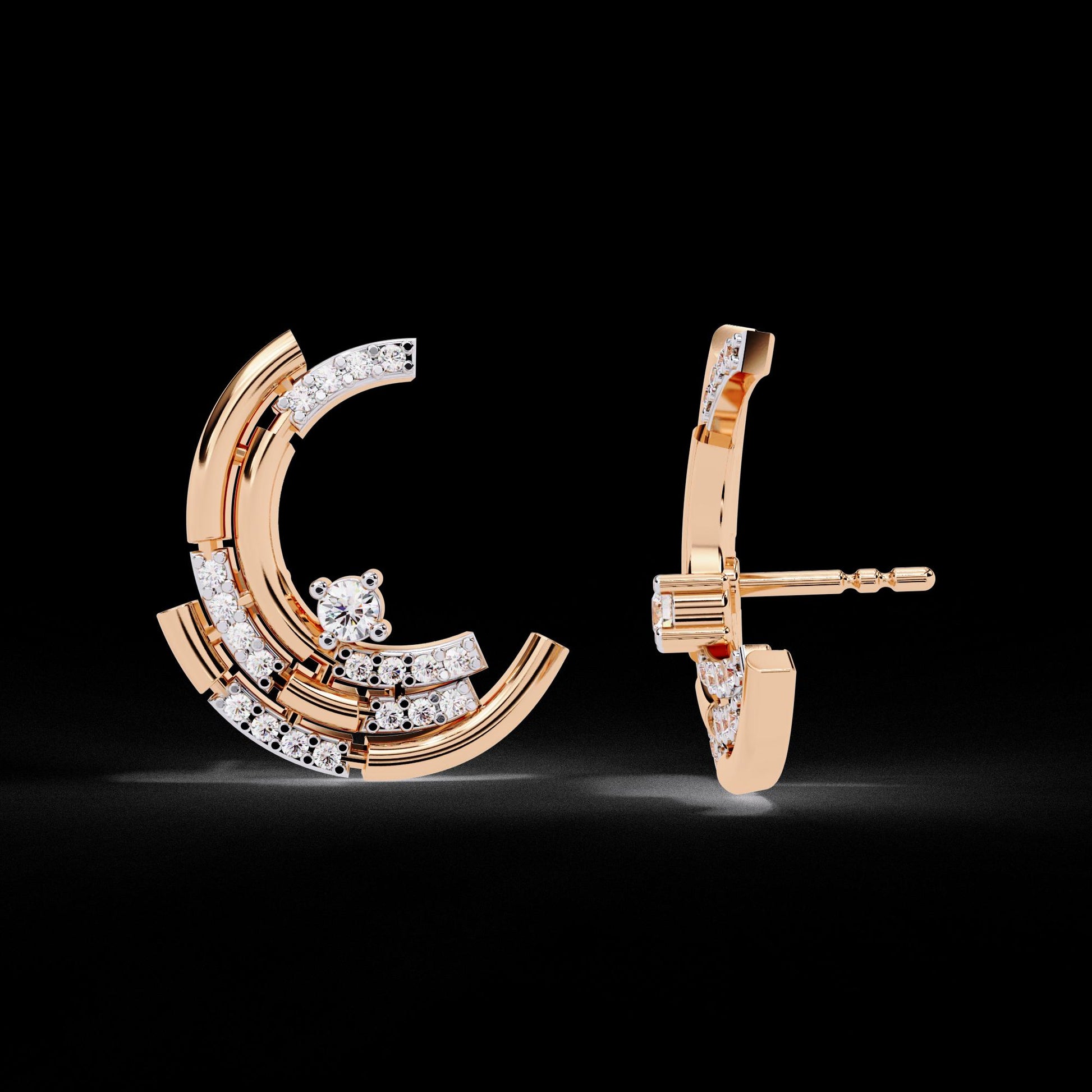 Fine jewelry Earrings. Gold earring. Abstract Style earrings.