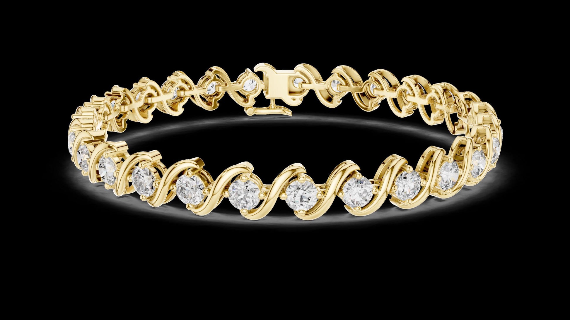 Unique Designer Tennis bracelet. Women's bracelet. High End Jewelry. Gold. Diamond. FBR0137.