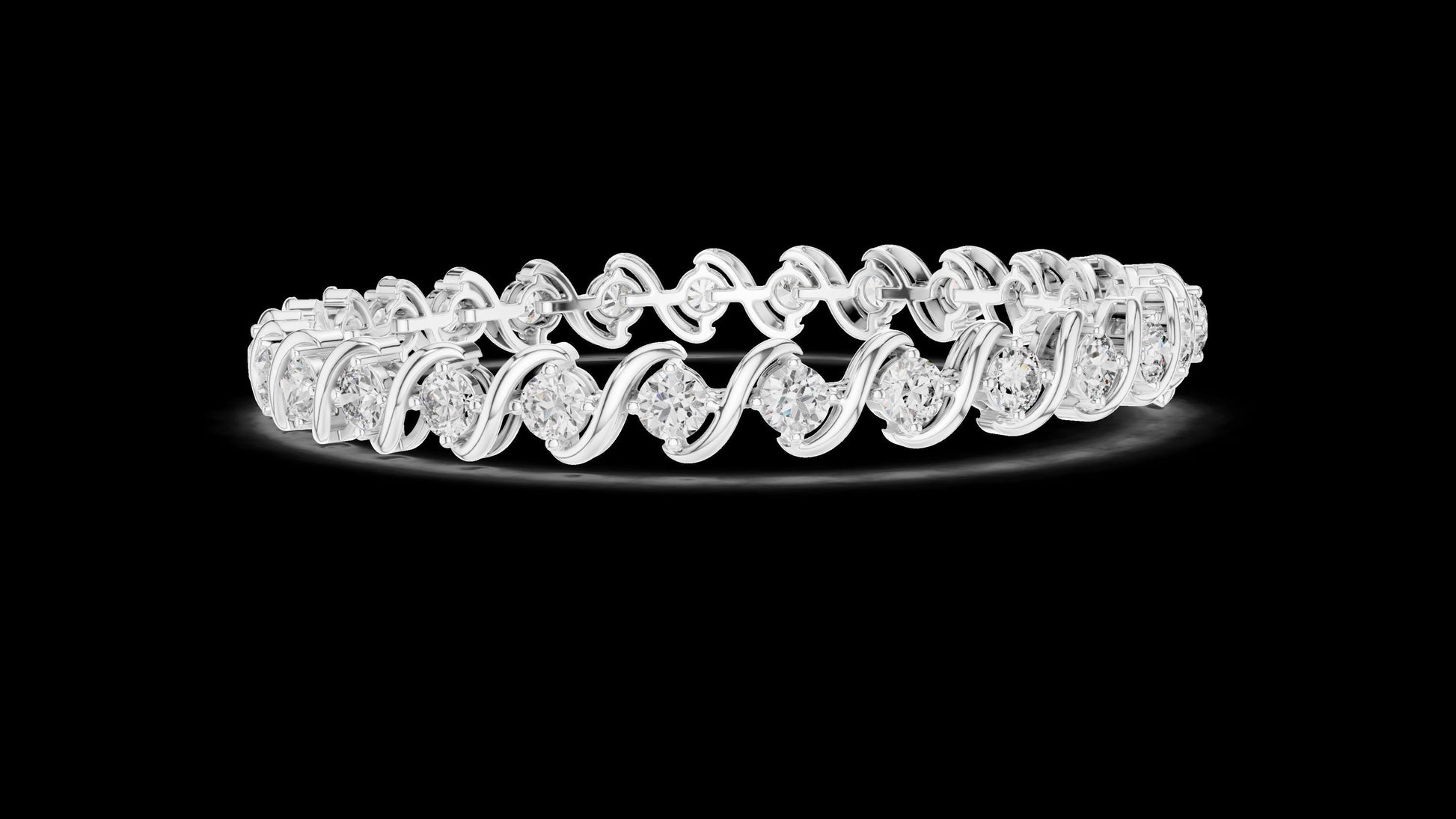 Unique Designer Tennis bracelet. Women's bracelet. High End Jewelry. Gold. Diamond. FBR0137.
